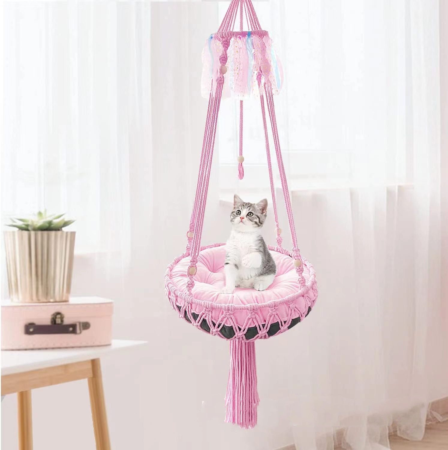 BohoNest™ Woven Aerial Cat Lounge